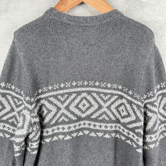Eddie Bauer Sweater Mens L Gray Cotton Wool Ski Nordic Knit Pullover Winter‎ - Picture 5 of 9